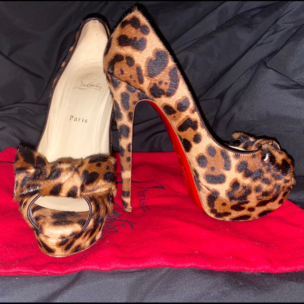 Christian Louboutin Leopard Peep Toe Heels